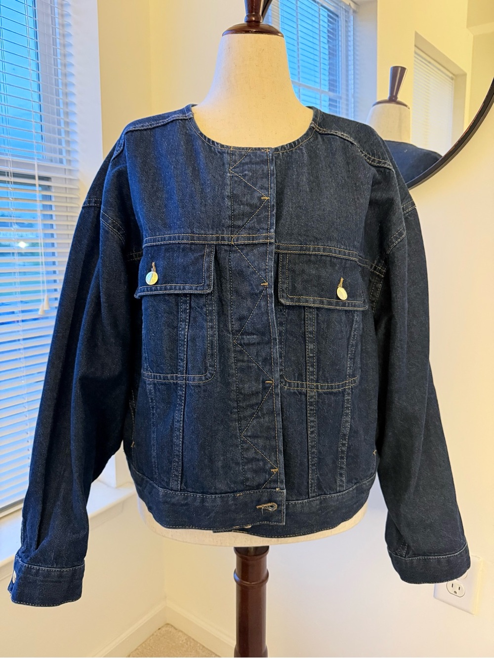 H&M Dark Denim Button-Front Jacket